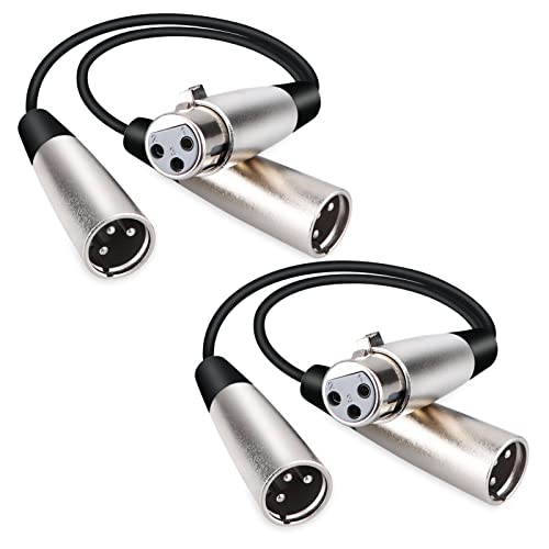 HOSONGIN XLR Splitter Cable 2 Pack, 3Pin XLR Female to 2 XLR Male Y Cable Balanced Microphone Splitter Cord Audio Adaptor, Length 12 inch