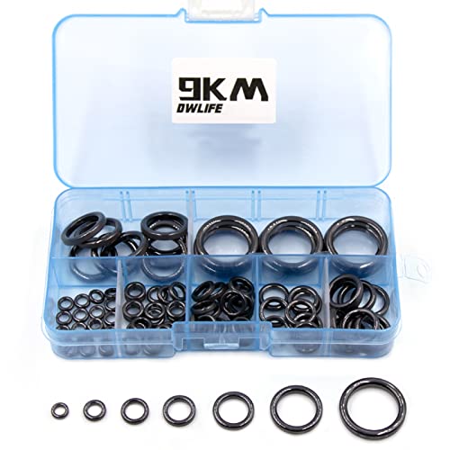 9KM DWLIFE Fishing Rod Repair Ceramic Guide Ring Replacement Kit 14 Sizes 0.13in to 1.86in (A – 28pcs)