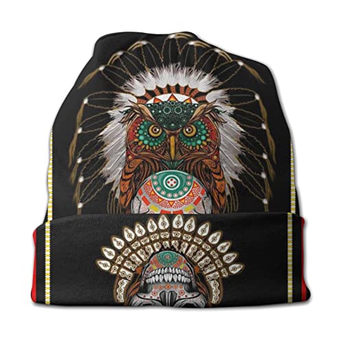 Native American Skull Art Beanie Hat Cap Keep Warmknit Stocking Cap Slouchy Headwear for Men and Women | The Storepaperoomates Retail Market - Fast Affordable Shopping