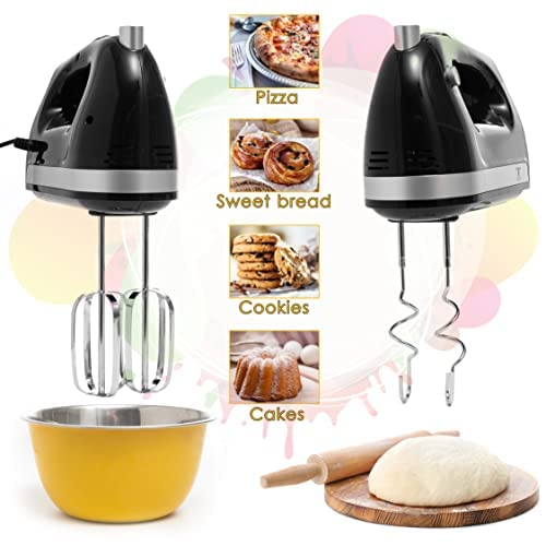 Moss & Stone Hand Mixer With Snap-On Storage Case, 5 Speed Hand Mixer Electric, 250W Power handheld Mixer for Baking Cake Egg Cream Food Beater,+ 4 Stainless Steel Accessories (Black) | The Storepaperoomates Retail Market - Fast Affordable Shopping