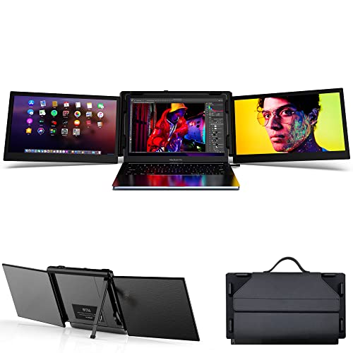 OFIYAA P2 Pro 13.3″ Triple Portable Monitor For Laptop,Laptop Monitor Screen Extender,1080IPS TYPE-C/PD/TF Plug And Play Dual Monitor Laptop,Compatible With 13.3”-16.5” Mac M1/M2Chip/Macbook/Windows