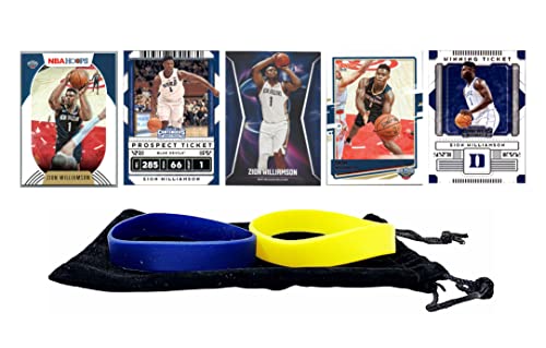 Zion Williamson Basketball Cards Assorted (5) Bundle – New Orleans Pelicans Trading Card Gift Pack
