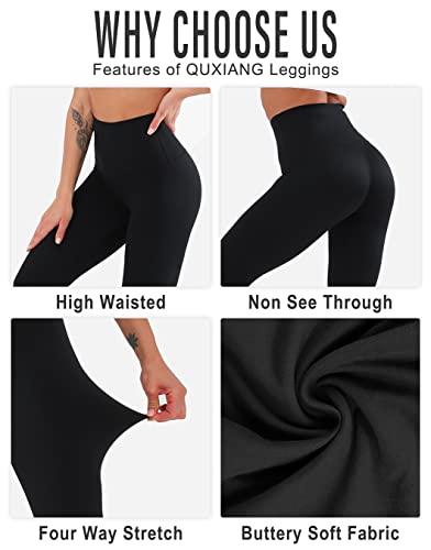 QUXIANG 3 Pack Leggings for Women Tummy Control High Waisted No See Through Squat Proof Workout Sports Yoga Pants Best for Athletic Running Gym 4 Way Stretch Buttery Soft (Black/Black/Black, 2XL) | The Storepaperoomates Retail Market - Fast Affordable Shopping