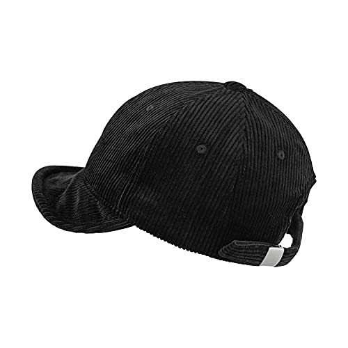 CLAPE Flat Top Short Brim Dad Hat Cotton Baseball Cap New Winter Trucker Style Hat Low Profile Sun Hat Unisex (GD29-Black)