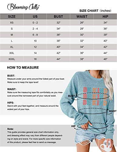 Blooming Jelly Women’s Cute Graphic Sweatshirt Be Kind Crewneck Raglan Long Sleeve Pullover Top (L, Bean Green) | The Storepaperoomates Retail Market - Fast Affordable Shopping