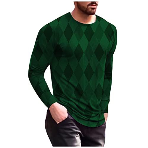 ZDFER Sweatshirts for Men, Men’s Casual Christmas 3D Print Long Sleeve Tee Tops Round Neck T-Shirt Lightweight Pullover Mens Christmas Shirts Golf Shirts Ping Golf Shirts for Men Polo Shirts for Men