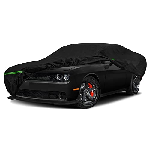 Car Covers Waterproof All Weather Replace for 2008-2023 Dodge Challenger, 6 Layers Custom-Fit Outdoor Full Car Covers with Zipper Door for Snow Rain Dust Hail Protection (Black)