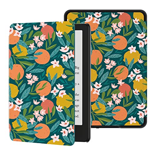 Ayotu Case for All-New 6.8″ Kindle Paperwhite (11th Generation- 2021 Release) – PU Leather Cover with Auto Wake/Sleep – Fits Amazon Kindle Paperwhite Signature Edition, The Flowers and Fruits