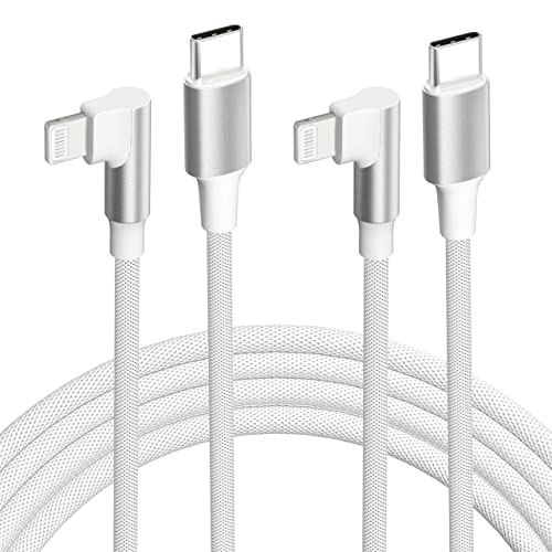 iPhone USB C to Lightning Cable,【2Pack 6FT MFi Certified】Right Angle 90 Degree iPhone Fast Charger Nylon Braided 20W Charging Data Syncing Cord Compatible with iPhone 13/Pro/ 12/Max/11/X/XS/XR/8/Plus