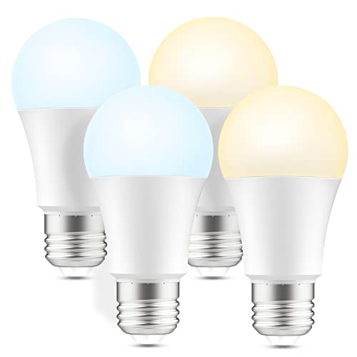 Smart Light Bulb, E26 A19 WiFi Bulb Compatible with Alexa and Google Home, Dimmable 800 Lumens LED Light Bulbs, 2700K Warm White to 6500K Daylight Tunable, App Go_sund Control, No Hub Required, 4 Pack