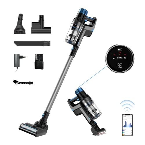 Proscenic Cordless Vacuum Cleaner, 120AW 60mins Runtime Stick Vacuum Cleaner with Smart App, Lightweight Vacuum Cleaner Carpet and Floor Pet Hair 2200mAh DetachableBattery P11 Smart