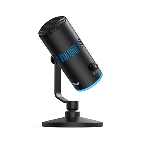 Anker PowerCast M300, Streaming Microphone with Headphone Output, gain Control and Mute, Plug and Play Compatible for Multi Devices, Vocal Quality in Streaming, Podcasting, Recording, Gaming, YouTube