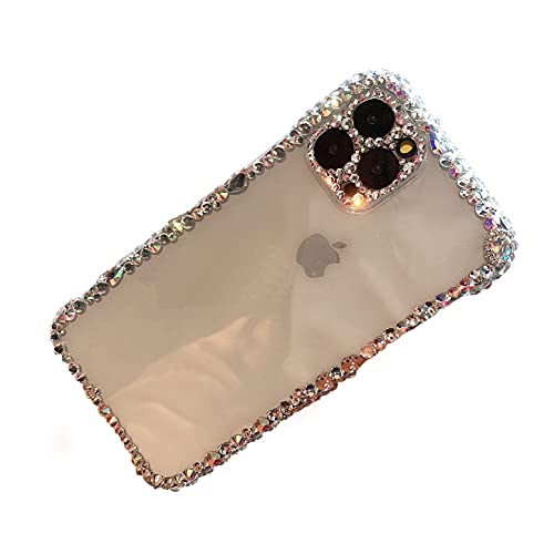 MOSEZA Compatible with iPhone 13 Pro Max Case Luxury Bling Rhinestone Glitter Phone Case for Women Girl 3D Diamond Silicone Clear Protective Case Cover