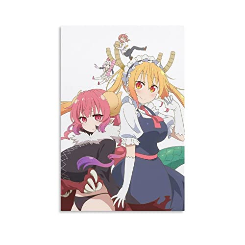 YAOJING Comedy Manga Miss Kobayashi’s Dragon Maid Anime Girl Poster Art Poster Canvas Painting Decor Wall Print Photo Gifts Home Modern Decorative Posters Framed/Unframed 16x24inch(40x60cm)