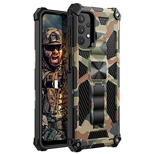 YVPro Samsung Galaxy A32 5G Case Man Boys Military Sturdy Kickstand Bracket Shockproof Protective Camo Phone Cover Camouflage
