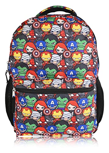 Marvel Comics Allover School Backpack – Avengers, Spiderman, Captain America, Iron Man Hulk – Officially Licenced Marvel Bookbag for Boys & Girls (Black)
