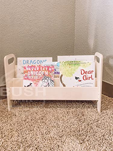 Bush Acres Montessori Kids Portable Bookshelf | Toddler Bookcase – Wooden Furniture Nursery Gift Book Shelf USA
