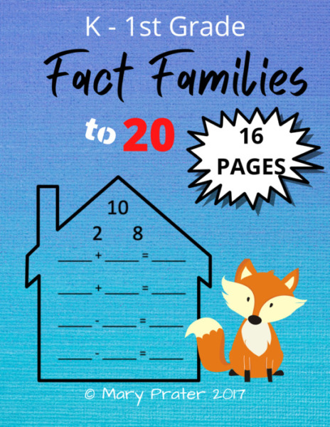 Kindergarten Math Fact Family Houses to 20