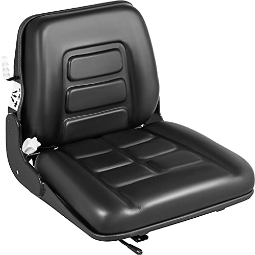 VEVOR Black PVC Tractor Seat,Universal Forklift Seat,6″/150MM Adjustable Mower Seat, 3-Stage Weight Seat Including Seat Switch, 19″ x 23″ x 19″ Skid Steer Seat, Fit Forklift, Tractor, Skid Loader