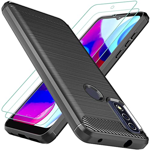 Osophter for Moto G Pure Case with 2pcs Screen Protector Shock-Absorption Flexible TPU Rubber Protective Cell Phone Cover for Motorola Moto G Pure(Black)