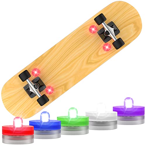 Skateboard Lights – 4 (+1 Bonus) Rotating Colors LED Lights for Skateboard, Longboard, Scooter – Skateboarding Accessories Gift