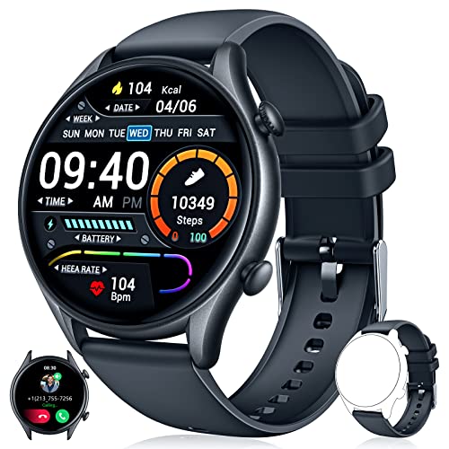 Smart Watch for Men Fitness Tracker: (Answer/Make Call) IP68 Waterproof Smartwatch for Android iOS Phone Sport Running Digital Watches with Heart Rate Blood Pressure Sleep Monitor Step Counter Round