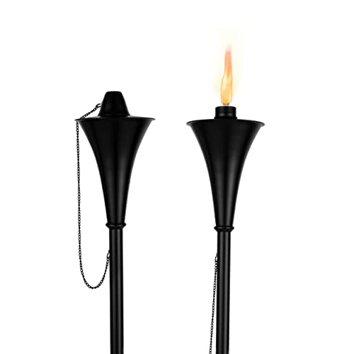 BIRDROCK HOME 2pk Fiji Torches – Easy to Refill Citronella – Flame Light Torch – Backyard Outside Patio Lighting – Metal Lamp – Decorative Urban Lantern