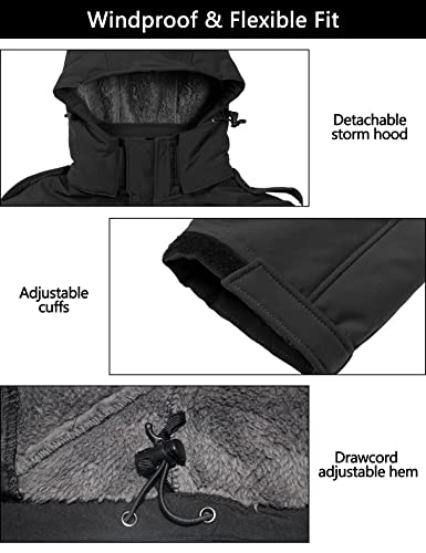 Little Donkey Andy Men’s Warm Winter Softshell Jacket Windproof Mountain Ski Fishing Coat with Removable Hood Black XXL | The Storepaperoomates Retail Market - Fast Affordable Shopping