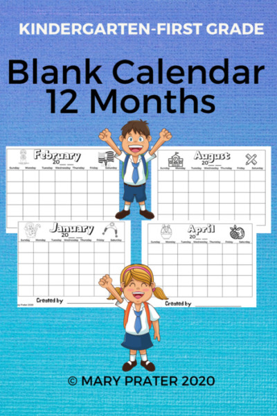 Kindergarten – First Grade Monthly Calendar Printables