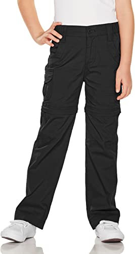 CQR Kids Youth Hiking Cargo Pants, UPF 50+ Quick Dry Convertible Zip Off/Regular Pants, Outdoor Camping Pants, Convertible Black, X-Small