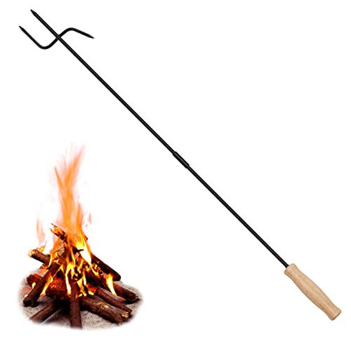 Fire Pit for Fire Poler – 32inch Metal Fireplace Tools Fire Pit Poker with Wood Handle Campfire Poker for Indoor and Outdoor