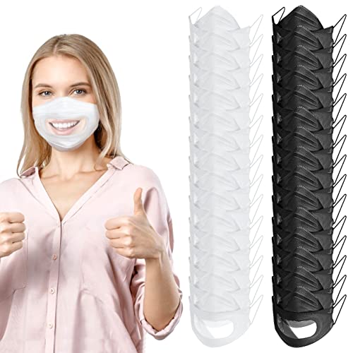 30Pcs Disposable Face Masks with Clear Window for Adults- Anti-fog See Through Mask Unisex Clear Face Mask Enable Visible Expression Lip Reading for Deaf & Hard of Hearing (Black & White)