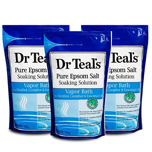 Dr Teal’s Pure Epsom Salt, Vapor Bath with Menthol & Camphor, 2 lbs (Pack of 3)