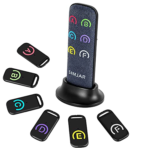 Key Finder with Thinner Receivers & Advanced Fabric Remote, Simjar 80dB+ RF Item Locator with 131ft Working Range, 1 RF Transmitter & 6 Receivers