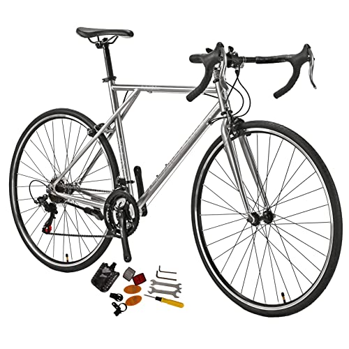 EUROBIKE XC560 Road Bike,54 cm Frame 700C Adult Street Bike,Lightweight Road Bicycle for Women,21 Speed Bikes for Men,Silver