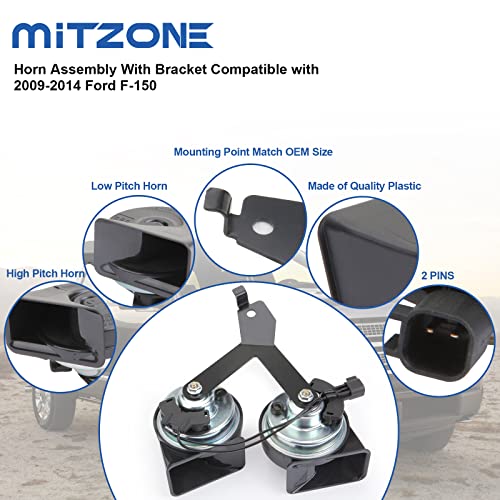 MITZONE Horn Assembly with Bracket Compatible with 2009-2014 Ford F-150 Replace # 9L3Z-13832-A | The Storepaperoomates Retail Market - Fast Affordable Shopping