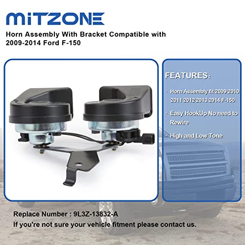 MITZONE Horn Assembly with Bracket Compatible with 2009-2014 Ford F-150 Replace # 9L3Z-13832-A | The Storepaperoomates Retail Market - Fast Affordable Shopping