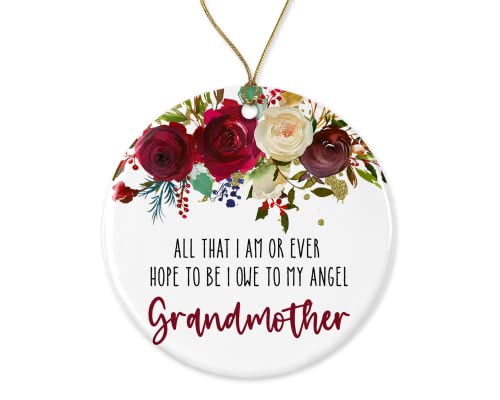 LillaGifts Memorial Ornament Christmas – Memorial Grandmother Ornament – Gift Remembering Grandmother – Sympathy Christmas Ornament – Gift Ceramic Ornament Both Sides