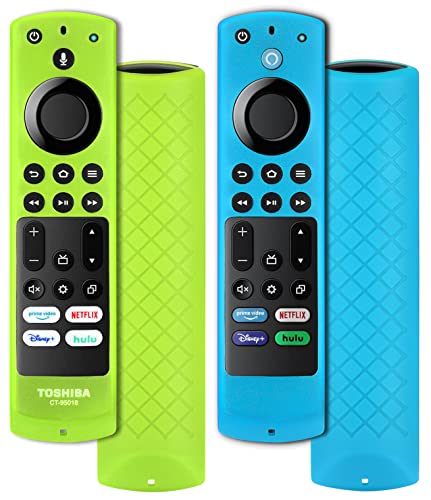 2 Pack Remote Cover for Insignia/Toshiba/Pioneer/FireTV 4-Series/Omni Series FireTV Edition Remote Control for AlexaVoice Remote Silicone Protective Remote Case Cover Skin Sleeve – Blue Green