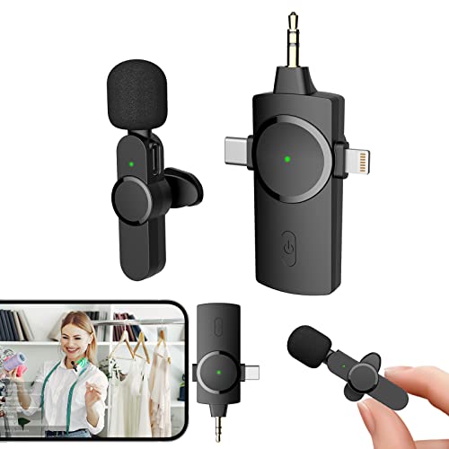 Kelisiting Wireless Lavalier Microphone for iPhone (Black 3 Belt 1)