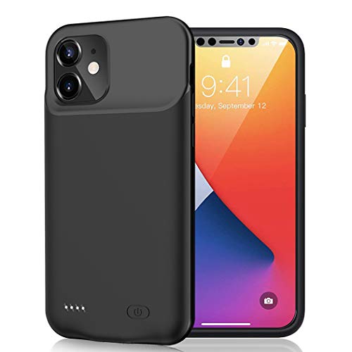 Battery Case iPhone 12 Mini, 6000mAh Slim Portable Rechargeable Battery Pack Charging Case Compatible with iPhone 12 Mini (5.4 inch) Extended Battery Charger Case (Black)