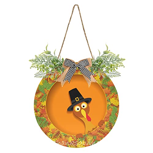 Thanksgiving Turkey Door Wreaths for Front Door Outside, Fall Maple Leaves Round Hanging Signs for Home Decor Holiday Porch Wall Farmhouse Indoor Outdoor Decorations | The Storepaperoomates Retail Market - Fast Affordable Shopping