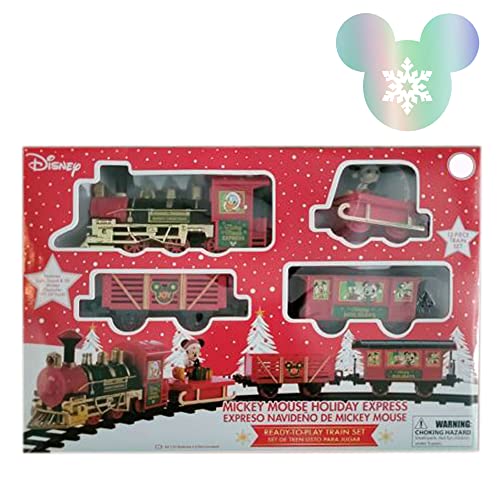 Holiday Time Mickey Christmas Express Train Set with Window Decal Sticker
