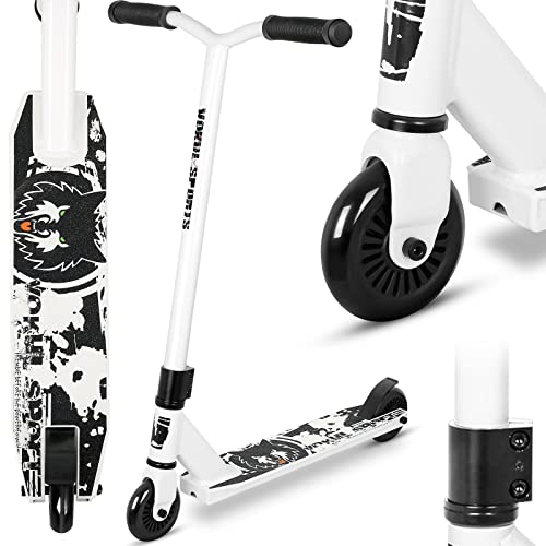Pro Scooter – Trick Scooters | Entry Level Stunt Scooter for Kids Ages 6-12 Years and Up, Lightweight Complete BMX Freestyle Scooter for Beginners (2022 Black White)
