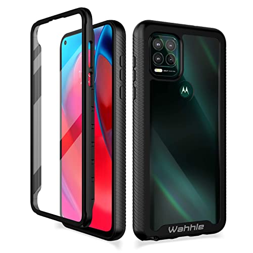 wahhle Compatible with Moto G Stylus 5G Case, Built in Screen Protector Full Body Shockproof Slim Fit Bumper Protective Phone Cover for Motorola G Stylus 5G Men Women-Black/Clear