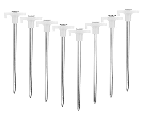 JFOUTU Tent Stakes, 8pc-Pack Galvanized Steel Pop Up Tent Stakes Pegs with Fluorescent Stopper for Pitching Camping Tents Canopy