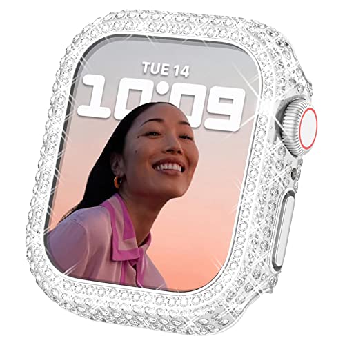 Surace 45mm Case Compatible with Apple Watch Series 8 Series 7, Bling Case with Over 400 Crystal Diamonds Protective Cover Bumper Compatible for Apple Watch Case Series 8 & 7 (45mm, Silver)