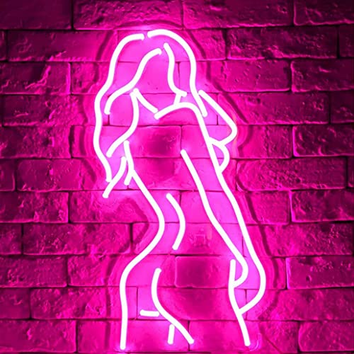 Sexy Lady LED Neon Sign Pretty Girls Lady Back Night Neon Lights for Bedroom Decor Wall Decor Man Cave Room Playboy Room Bar Pub Club Party Garage Wall Art Decor Gifts for Men (15.7 x 8.1 inch, Pink)
