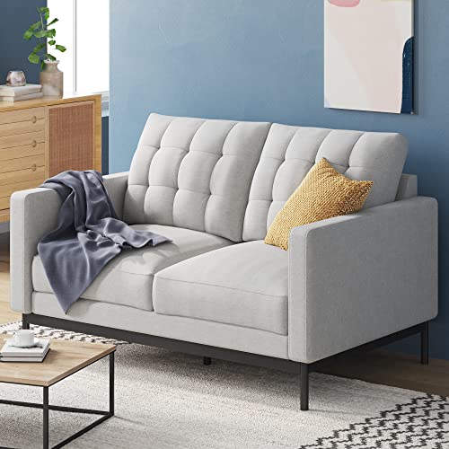 ZINUS Thompson Loveseat / Tufted Cushions / Green Tea Infused Foam Cushions / Tool-Free, Easy Assembly, Light Grey