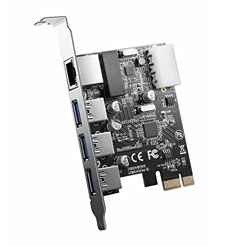 ORICO PCI-E 3 Port USB 3.0 Type-A & Gigabit Ethernet LAN RJ45 Full Duplex Adapter PCI Express x1 PNU-3A1R